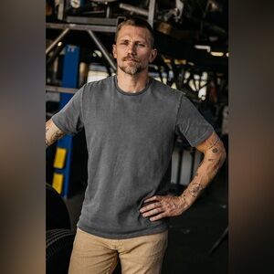 Hiroshi Kato Stamp 9oz Organic Cotton T Shirt Concrete Mens M